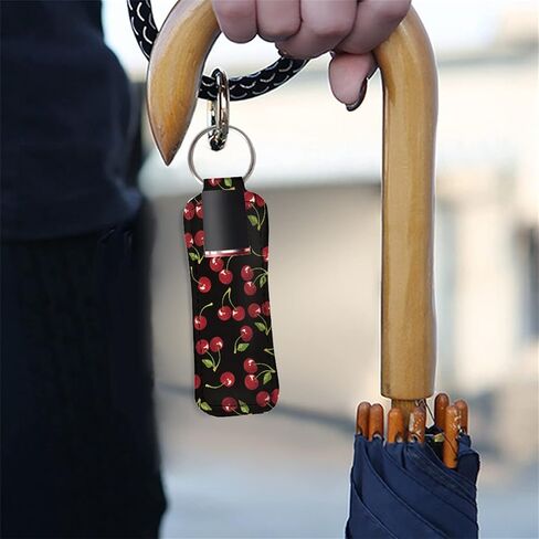 Coldinair Novelty Print Chapstick Keychain Holder Lipstick Holder Clip-on Lipstick Balm Holder Keychains for Women Girls in Kuwait