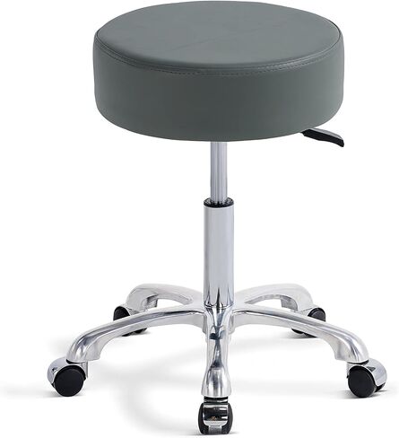 Round Chair with Back,Thick Sturdy Padding,Swivel Rolling Stool,Adjustable Stool with Wheels (with Back, Black) in Saudi Arabia