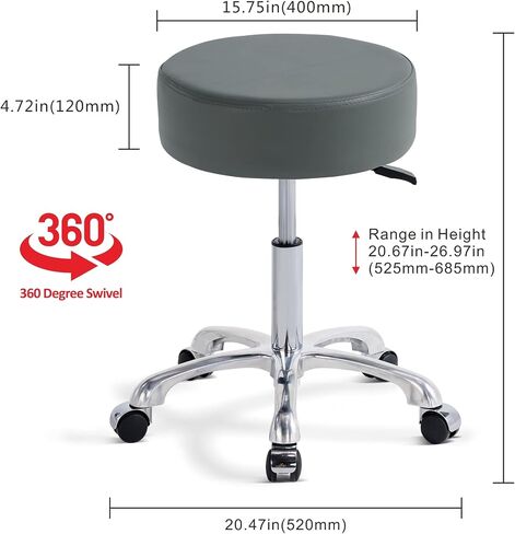 Round Chair with Back,Thick Sturdy Padding,Swivel Rolling Stool,Adjustable Stool with Wheels (with Back, Black) in Saudi Arabia