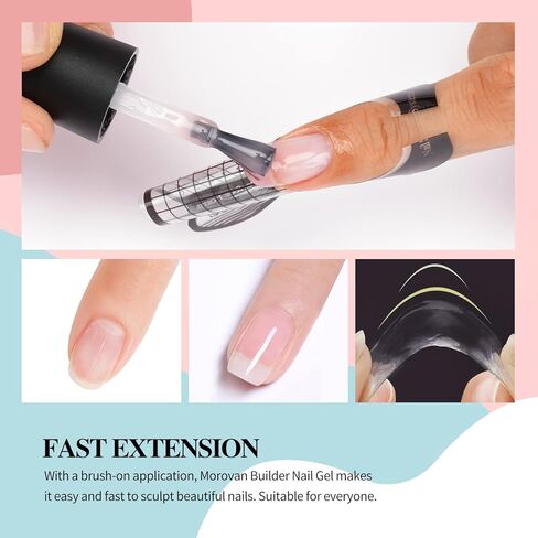موروفان مجموعة جل اظافر 5 في 1 - جيدة للمبتدئين، جل اظافر شفاف وزهري للاظافر، جل صلب بالاشعة فوق البنفسجية لمجموعة وصلات الاظافر، جل اظافر بلونين في زجاجة تقوية الاظافر in Kuwait