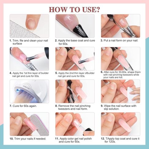 موروفان مجموعة جل اظافر 5 في 1 - جيدة للمبتدئين، جل اظافر شفاف وزهري للاظافر، جل صلب بالاشعة فوق البنفسجية لمجموعة وصلات الاظافر، جل اظافر بلونين في زجاجة تقوية الاظافر in Kuwait