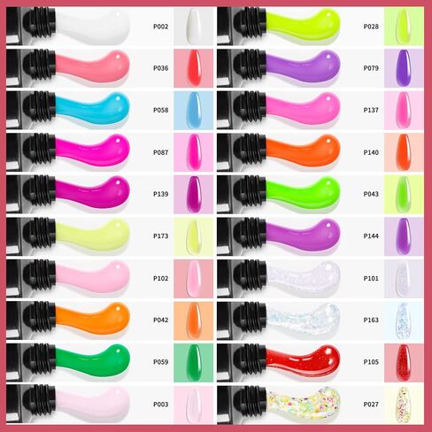 موروفان مجموعة وصلات اظافر جل بولي جل مكونة من 20 لون، مجموعة اظافر من جل بولي جل للاظافر الفنية للمبتدئين، مجموعة مانيكير لتعزيز الاظافر في المنزل (20 قطعة بولي جل بينك) in Kuwait