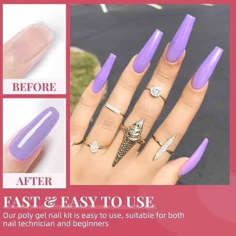 موروفان مجموعة وصلات اظافر جل بولي جل مكونة من 20 لون، مجموعة اظافر من جل بولي جل للاظافر الفنية للمبتدئين، مجموعة مانيكير لتعزيز الاظافر في المنزل (20 قطعة بولي جل بينك) in Kuwait