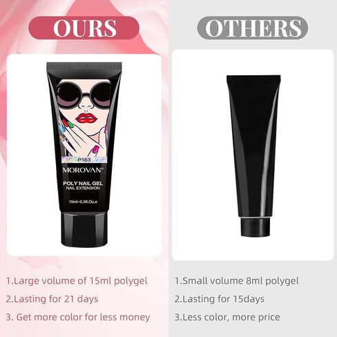 موروفان مجموعة وصلات اظافر جل بولي جل مكونة من 20 لون، مجموعة اظافر من جل بولي جل للاظافر الفنية للمبتدئين، مجموعة مانيكير لتعزيز الاظافر في المنزل (20 قطعة بولي جل بينك) in Kuwait