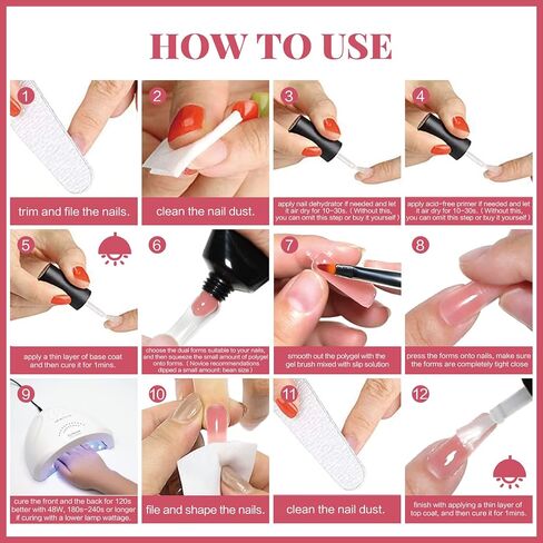 موروفان مجموعة وصلات اظافر جل بولي جل مكونة من 20 لون، مجموعة اظافر من جل بولي جل للاظافر الفنية للمبتدئين، مجموعة مانيكير لتعزيز الاظافر في المنزل (20 قطعة بولي جل بينك) in Kuwait