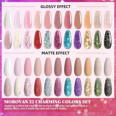 موروفان مجموعة طلاء اظافر جل بولي مع مثقاب مع كل شيء يمكنك صنعه بنفسك لتزيين الاظافر في المنزل من 22 لون in Kuwait