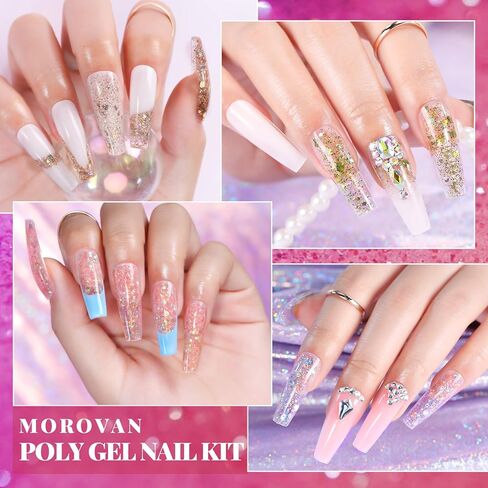 موروفان مجموعة طلاء اظافر جل بولي مع مثقاب مع كل شيء يمكنك صنعه بنفسك لتزيين الاظافر في المنزل من 22 لون in Kuwait