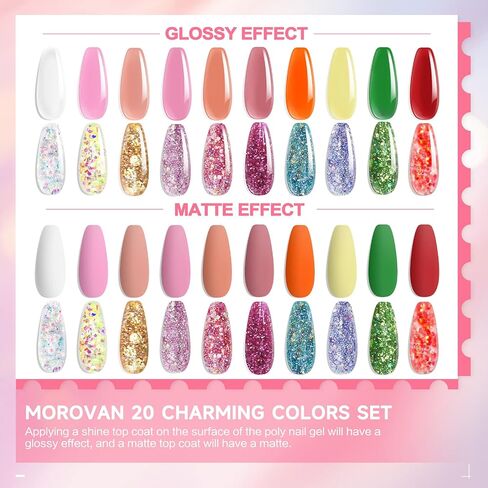 موروفان مجموعة طلاء اظافر جل بولي - مجموعة وصلات اظافر احترافية من 12 لون من جل البولي للاظافر، مجموعة جل بوليد مع ادوات طلاء الاظافر من البولي جل للمبتدئين in Kuwait
