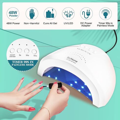 طقم أظافر بولي جل من موروفان مع مصباح أظافر LED بقدرة 48 وات، ومجفف أظافر لامع وإعدادات برايمر بولي جل للأظافر، جل تمديد للأظافر، مستلزمات فن الأظافر، مجموعات جل بولي مع كل شيء in Kuwait