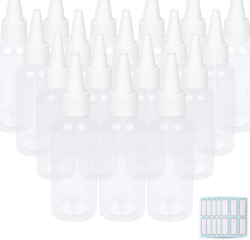 TRENDBOX 2oz Clear Plastic Bottles Applicator with Twist Top Cap BPA-Free For Hair Oils and Liquids 6 Pack with 6pcs Labels in Kuwait