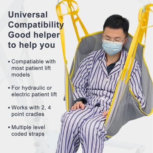 BUYHAO حبال رفع المريض، كامل الجسم مع حبال رفع كومود، حبال نقل عالمية للمرضى حمام الاستحمام، المرحاض، شبكة مع مقابض، متوسط in Kuwait