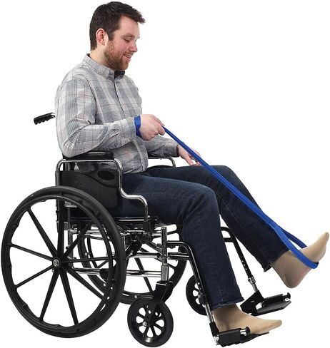 ساموس بريستون - رافعة ساق صلبة، حزام ساق 41 انش مع حلقات شبكية لليد والقدم، مساعد رفع الساق سهل الاستخدام للدخول والخروج من الاسرة والسيارات والكراسي المتحركة، عبوة من قطعتين in Kuwait