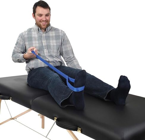 ساموس بريستون - رافعة ساق صلبة، حزام ساق 41 انش مع حلقات شبكية لليد والقدم، مساعد رفع الساق سهل الاستخدام للدخول والخروج من الاسرة والسيارات والكراسي المتحركة، عبوة من قطعتين in Kuwait