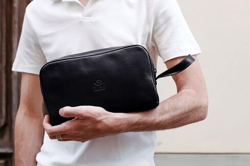 Time Resistance Leather Cosmetic Bag Toiletry Italian Classy Dopp Kit in Kuwait