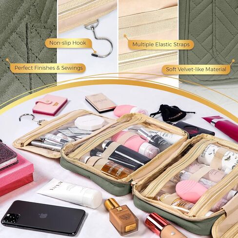 BOACAY Large Hanging Travel Toiletry Bag for Women, Makeup Bag, Bathroom & Shower Organizer Kit for Accessories, Cosmetics, Essentials in Saudi Arabia