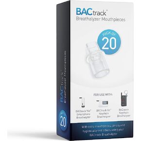قطع الفم لسلسلة مفاتيح BACtrack (20 قطعة) | متوافق مع سلسلة مفاتيح BACtrack وGo وVio وT60 لأجهزة اختبار الكحول في التنفس | غير متوافق مع أجهزة قياس التنفس BACtrack C6 وC8
