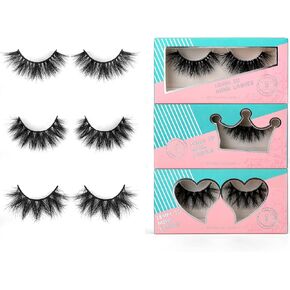 18mm Mink Lashes Natural Look 3D Real Mink Eyelashes Fluffy False Eyelashes Wispy Handmade Luxury Volume Fake Eye Lashes (3 Pairs, Doll Honey Queen)