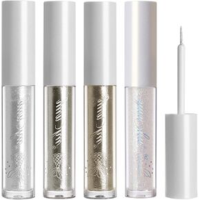 Erinde Liquid Glitter Eyeshadow Eyeliner, Korean Makeup, Tear Drop, Shimmer Metallic, Lightweight Waterproof Texture, Long Wearing, Loose Glitter Glue for Crystals Eye Glitter Makeup, Colorful Sequins