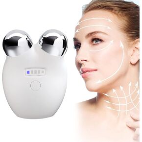 أسطوانة جهاز الوجه ذات التيار الدقيق من SCOBUTY، شد الوجه الفوري وشد البشرة، آلة تقليل الذقن المزدوجة الذكية، مدلك الوجه الكهربائي، أداة نحت الوجه على شكل حرف V، عدد 1 (عبوة من 1)/أبيض in Kuwait