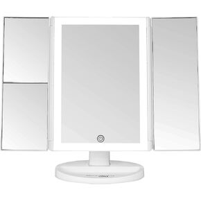 Absolutely Luvly Trifold Vanity Mirror with Lights | LED Makeup Mirror with Lights and Touch Screen Dimming - 1x 2x 3x Magnification - Portable Lighted Makeup Mirror | Great Vanity Mirror with Lights in Saudi Arabia