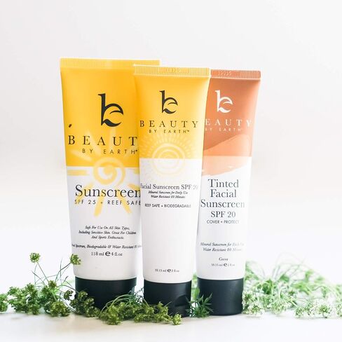 مجموعة واقية من الشمس معدنية - واقي من الشمس للوجه بعامل حماية من الشمس 20 وغسول واقي من الشمس للجسم بعامل حماية من الشمس 25، واقي من الشمس بأكسيد الزنك، واقي من الشمس صديق للشعاب المرجانية، واقي من الشمس أثناء السفر وواقي من الشمس للوجه، واقي من الشمس را in Kuwait