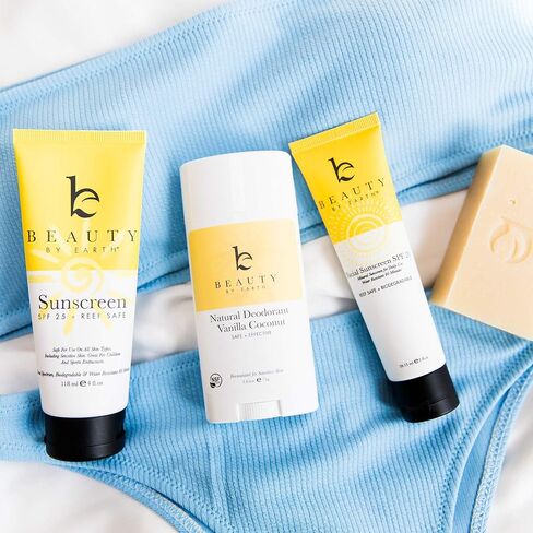 مجموعة واقية من الشمس معدنية - واقي من الشمس للوجه بعامل حماية من الشمس 20 وغسول واقي من الشمس للجسم بعامل حماية من الشمس 25، واقي من الشمس بأكسيد الزنك، واقي من الشمس صديق للشعاب المرجانية، واقي من الشمس أثناء السفر وواقي من الشمس للوجه، واقي من الشمس را in Kuwait