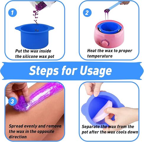 قطعتان من بطانة تسخين الشمع السيليكون من Cxppidy مع قطعتين من ملعقة الشمع، وعاء شمع غير لاصق، وعاء سيليكون بديل للاستخدام المنزلي لآلة الشمع بسعة 14 16 أونصة، إعادة استخدام بطانة الشمع الأكثر دفئًا لإزالة الشعر in Kuwait