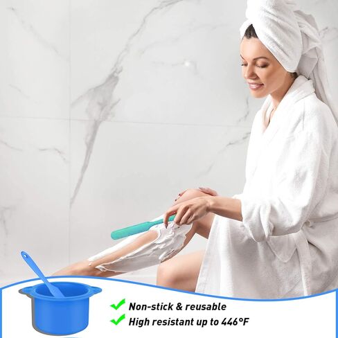 قطعتان من بطانة تسخين الشمع السيليكون من Cxppidy مع قطعتين من ملعقة الشمع، وعاء شمع غير لاصق، وعاء سيليكون بديل للاستخدام المنزلي لآلة الشمع بسعة 14 16 أونصة، إعادة استخدام بطانة الشمع الأكثر دفئًا لإزالة الشعر in Kuwait