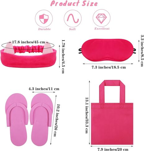 SOMSOC 30 Pieces Spa Party Costume Set for Girls Satin Kimono Robe Spa Headband Patch Non-woven Bag Foam Pedicure Slippers in Saudi Arabia