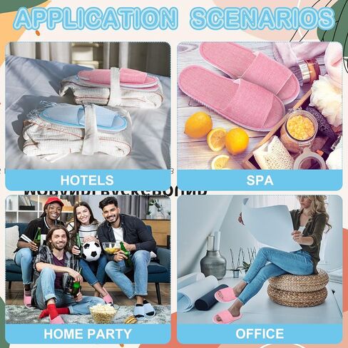 10 Pairs Washable House Slippers for Guests Open Toe Spa Slippers Women Men Soft Disposable Slippers Cotton Linen Hotel Slippers Bulk Non Slip Breathable for Indoor Travel Bedroom Party (Pink, Blue) in Kuwait