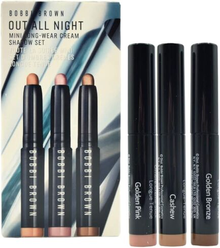 Bobbi Brown Out All Night Mini Long-Wear Cream Shadow Gift Set:: Cashew, Golden Pink, and Golden Bronze in Kuwait