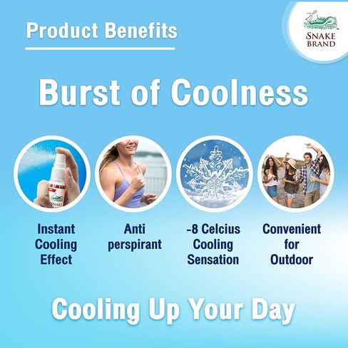 Snake Brand Cooling Mist Direct Effect Instant Cool Down Body، رائحة أصلية كلاسيكية، 1.1 أونصة (30 مل) - رذاذ الجسم للاستخدام اليومي in Kuwait