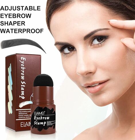 مجموعة استنسل ختم الحواجب (أسود)، مجموعة ختم الحواجب مع 10 استنسل حواجب قابلة لإعادة الاستخدام وفرشاتين للحواجب، بودرة تظليل لخط الشعر مقاومة للماء تدوم طويلاً in Kuwait