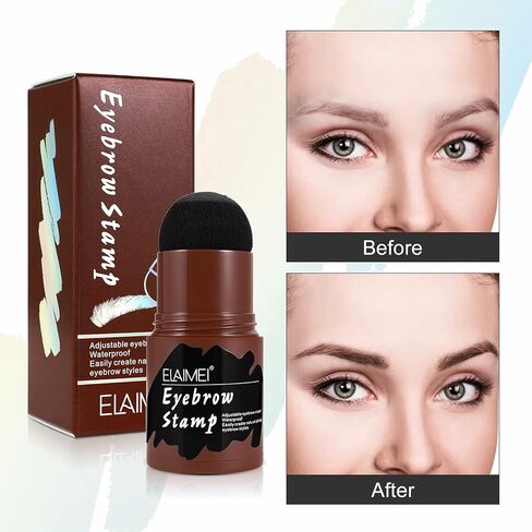 مجموعة استنسل ختم الحواجب (أسود)، مجموعة ختم الحواجب مع 10 استنسل حواجب قابلة لإعادة الاستخدام وفرشاتين للحواجب، بودرة تظليل لخط الشعر مقاومة للماء تدوم طويلاً in Kuwait