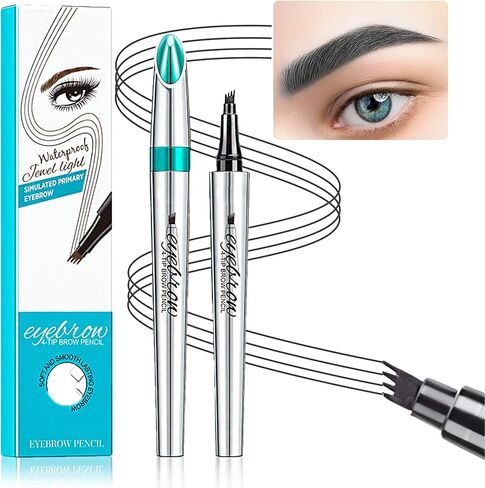 Eyebrow Pencil Eyebrow Microblading Pen Eyebrow Pen Micro 4 Point Brow Pen Lift & Snatch Eyebrow Microblading Pen Long-Lasting Waterproof Natural Eyebrow Pen Eyebrow Hair (Black) in Saudi Arabia