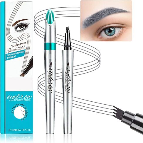 Eyebrow Pencil Eyebrow Microblading Pen Eyebrow Pen Micro 4 Point Brow Pen Lift & Snatch Eyebrow Microblading Pen Long-Lasting Waterproof Natural Eyebrow Pen Eyebrow Hair (Black) in Saudi Arabia