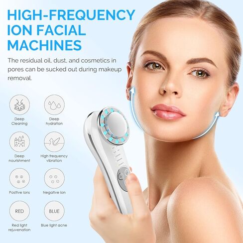 جهاز تدليك الوجه بالاهتزاز، أدوات تنظيف الوجه والعناية بالبشرة، جهاز كلفاني للوجه، جهاز 7 في 1 عالي التردد لتقليل التجاعيد وشد البشرة in Kuwait