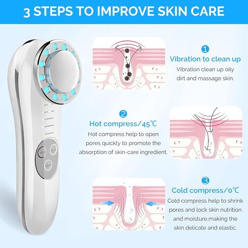 جهاز تدليك الوجه بالاهتزاز، أدوات تنظيف الوجه والعناية بالبشرة، جهاز كلفاني للوجه، جهاز 7 في 1 عالي التردد لتقليل التجاعيد وشد البشرة in Kuwait
