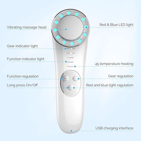 جهاز تدليك الوجه بالاهتزاز، أدوات تنظيف الوجه والعناية بالبشرة، جهاز كلفاني للوجه، جهاز 7 في 1 عالي التردد لتقليل التجاعيد وشد البشرة in Kuwait
