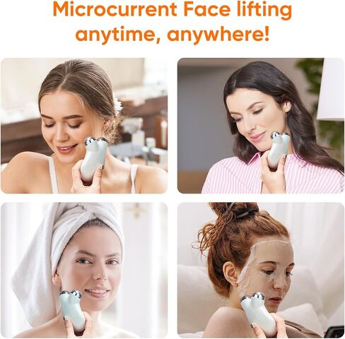 أسطوانة جهاز الوجه ذات التيار الدقيق من SCOBUTY، شد الوجه الفوري وشد البشرة، آلة تقليل الذقن المزدوجة الذكية، مدلك الوجه الكهربائي، أداة نحت الوجه على شكل حرف V، عدد 1 (عبوة من 1)/أبيض in Kuwait