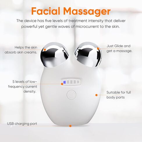 أسطوانة جهاز الوجه ذات التيار الدقيق من SCOBUTY، شد الوجه الفوري وشد البشرة، آلة تقليل الذقن المزدوجة الذكية، مدلك الوجه الكهربائي، أداة نحت الوجه على شكل حرف V، عدد 1 (عبوة من 1)/أبيض in Kuwait