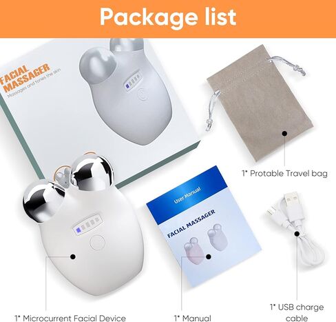 أسطوانة جهاز الوجه ذات التيار الدقيق من SCOBUTY، شد الوجه الفوري وشد البشرة، آلة تقليل الذقن المزدوجة الذكية، مدلك الوجه الكهربائي، أداة نحت الوجه على شكل حرف V، عدد 1 (عبوة من 1)/أبيض in Kuwait