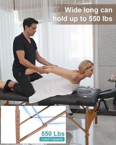 Massage Table Spa Bed, Professional Portable Memory Foam 3D Embossed Table W/ Headrest, Face Support, Armrests and Carrying Case, 2 Folding Face Cradle in Facial Salon Clinics (30" X 75")--Wooden in Saudi Arabia