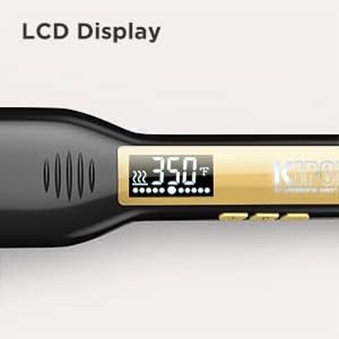 مكواة تجعيد الشعر الاحترافية المصنوعة من مكواة التيتانيوم المسطحة مع شاشة LCD رقمية بجهد مزدوج وتسخين فوري (أسود) in Saudi Arabia