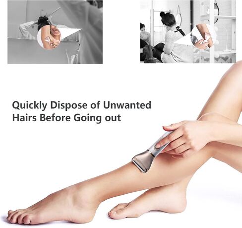 Electric Razors for Women, Painless 2-in-1 Shaver for Women Hair Remover for Face,Bikini Trimmer,Easy to Carry Cordless, Rechargeable Wet and Dry Women Razor，Head Can be Replaced(Rose Gold) in Kuwait