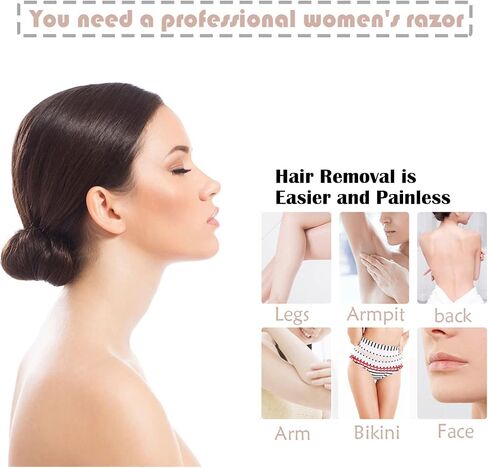 Electric Razors for Women, Painless 2-in-1 Shaver for Women Hair Remover for Face,Bikini Trimmer,Easy to Carry Cordless, Rechargeable Wet and Dry Women Razor，Head Can be Replaced(Rose Gold) in Kuwait