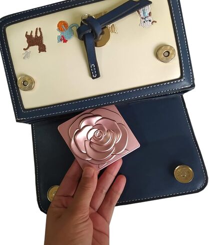 Rollnewskin Pocket Mirror, 1X/3X Magnification Travel Makeup Mirror, Folding Cosmetic Mirror, Handheld 2-Sided Compact Mirror, Square Hand Mirror in Kuwait