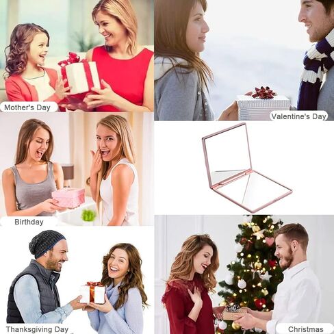Rollnewskin Pocket Mirror, 1X/3X Magnification Travel Makeup Mirror, Folding Cosmetic Mirror, Handheld 2-Sided Compact Mirror, Square Hand Mirror in Kuwait