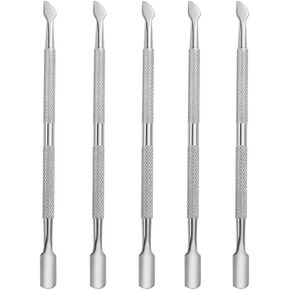 أداة دفع الجلد الميت برأسين، مكشطة أظافر معدنية من الفولاذ المقاوم للصدأ، عصا احترافية من الفولاذ المقاوم للصدأ لأظافر اليدين والقدمين (5 قطع) in Kuwait