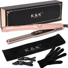 K&K Flat Iron Small Mini Tourmaline Titanium Hair Straightener 0.5 inch Plate 4D 360°Swivel LED Display for Woman Short Hair Adjustable Temperature Dual Voltage Auto Shut Off(Black) in Saudi Arabia